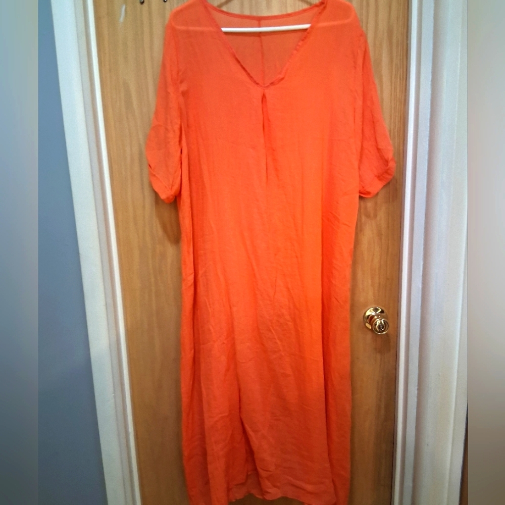 Bundle Of 2 Vibrant Orange And Vibrant Blue Long Cover Ups-Bundle Of 2